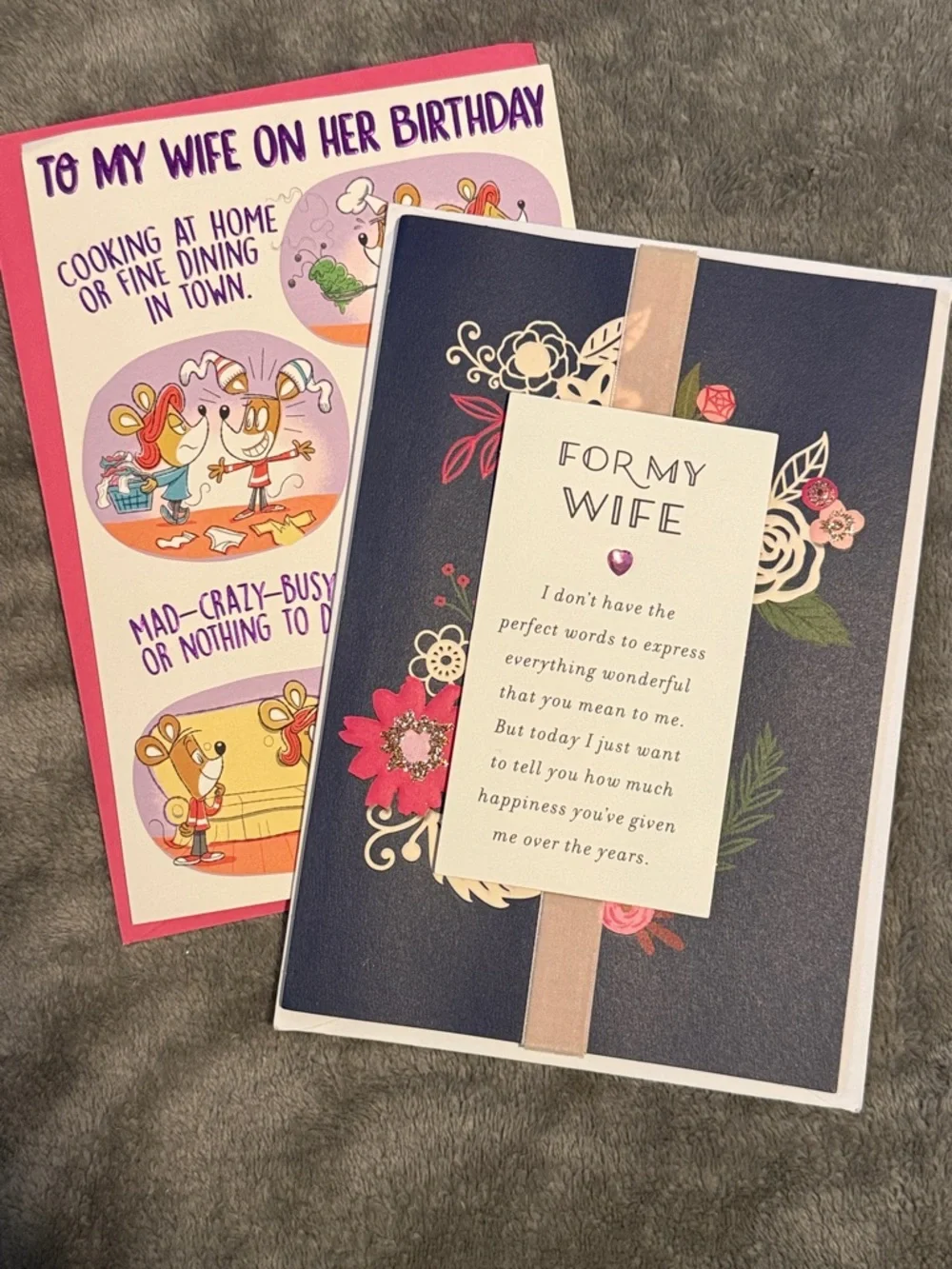 🌻 Bundle of 2 Hallmark To My Wife Happy Birthday Day Cards